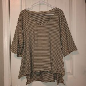 POL black and white striped high low tee